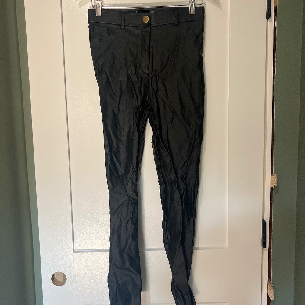 Black fake leather pants